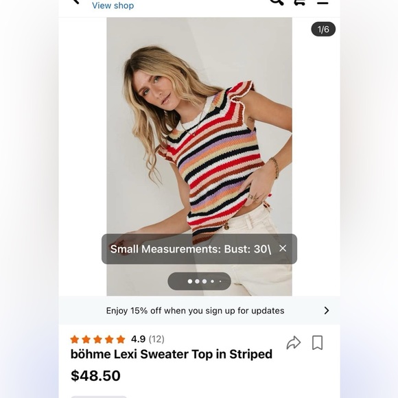 Size medium Bohme striped sweater shirt - Picture 2 of 3